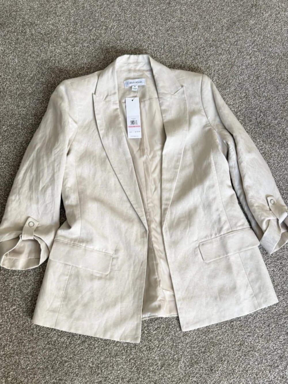 Calvin Klein Women's Linen Blend 3/4 Sleeve Blazer Size 10 NWT